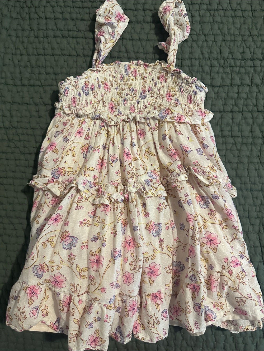 Girls' Floral Ruffle Sundress - Pink & Cream